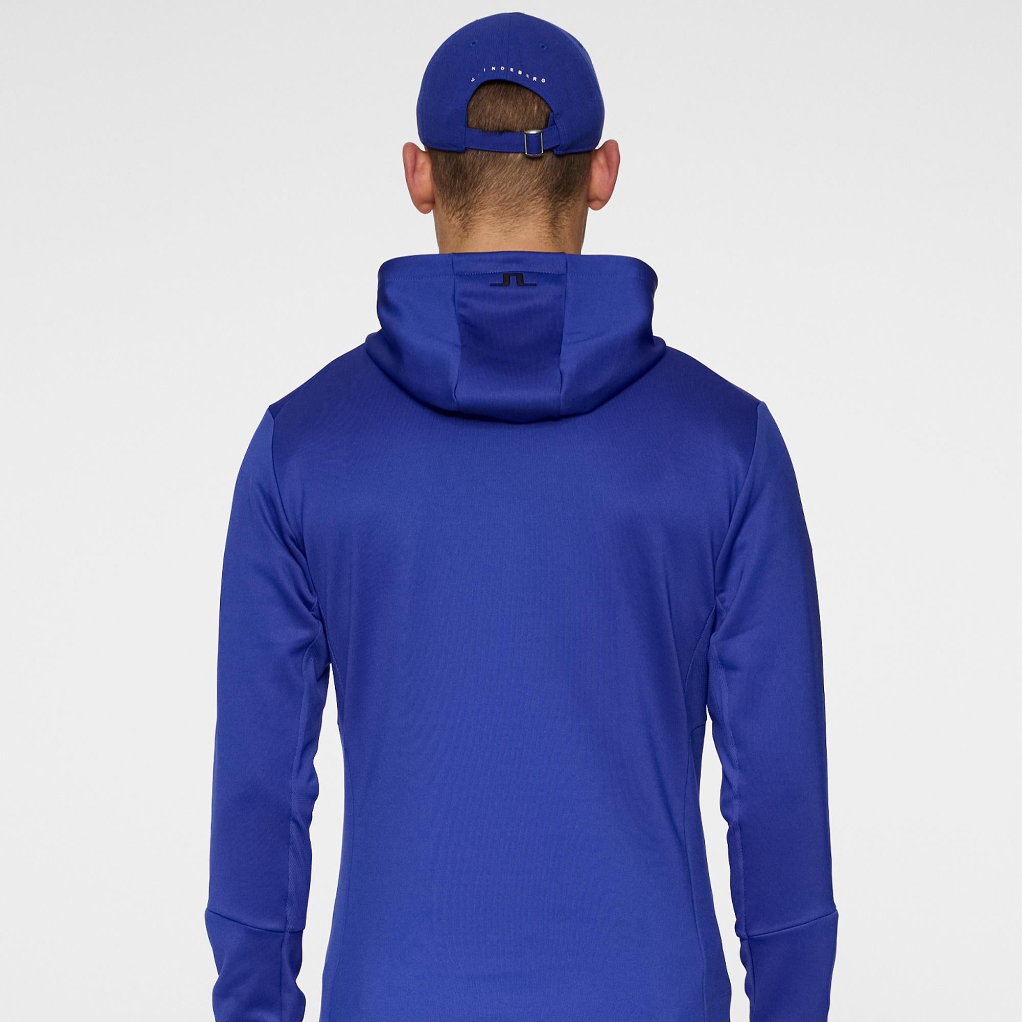 J Lindeberg Aerial Quarter Zip Mens Hoodie Clematis Blue